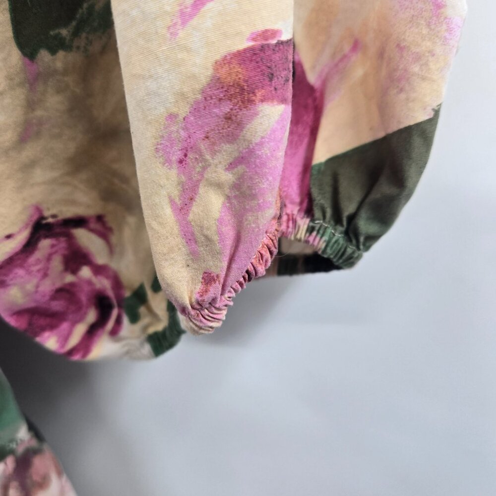 Express Cream Floral Watercolor Off Shoulder Puff Sleeve Maxi Dress Size Medium - Picture 7 of 16